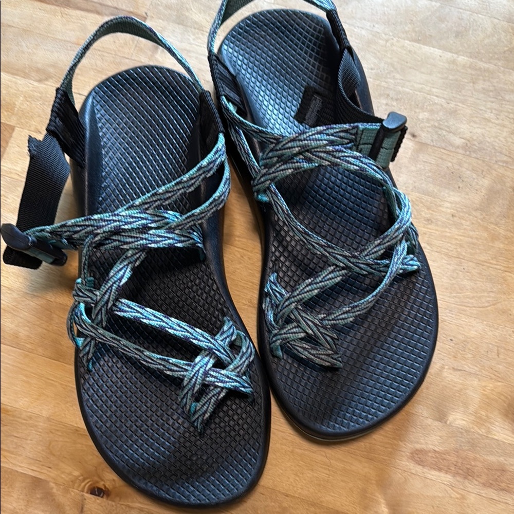 Chaco sandals blue green straps